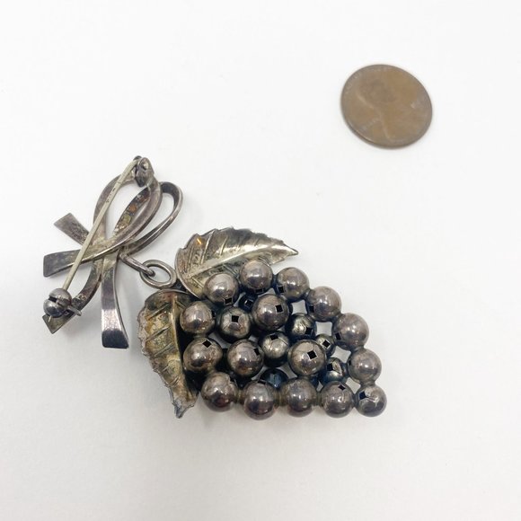 551 Vintage sterling silver Denmark S. Christian Fogh SCF grape brooch / pin - Picture 4 of 6